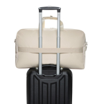 RPET travel bag with large compartment and trolley strap beige colour sixth view