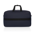 RPET travel bag with large compartment and trolley strap navy-blue colour