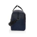 RPET travel bag with large compartment and trolley strap navy-blue colour