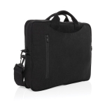 Recycled cotton laptop case with front pocket, 15.4” black colour