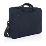 Recycled cotton laptop case with front pocket, 15.4” navy-blue colour