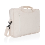 Recycled cotton laptop case with front pocket, 15.4” off white colour