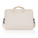 Recycled cotton laptop case with front pocket, 15.4” off white colour