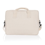 Recycled cotton laptop case with front pocket, 15.4” off white colour