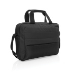 RPET briefcase with front pocket and decorative stitching, 15.6” black colour