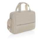 RPET briefcase with front pocket and decorative stitching, 15.6” beige colour