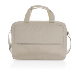 RPET briefcase with front pocket and decorative stitching, 15.6” beige colour