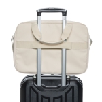 RPET briefcase with front pocket and decorative stitching, 15.6” beige colour