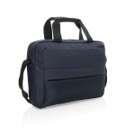 RPET briefcase with front pocket and decorative stitching, 15.6” navy-blue colour