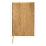 Hardcover notebook with wood grain print, A5, ruled pages brown colour