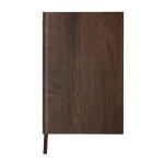 Hardcover notebook with wood grain print, A5, ruled pages dark brown colour