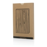 Hardcover notebook with wood grain print, A5, ruled pages light brown colour