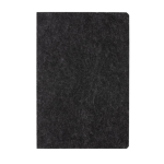 Recycled, branded felt notebook, A5, ruled pages black colour third view