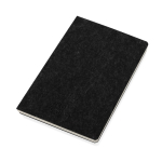 Recycled, branded felt notebook, A5, ruled pages black colour view with logo