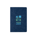 Recycled, branded felt notebook, A5, ruled pages blue colour