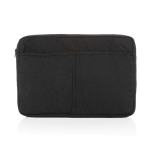 Recycled cotton laptop sleeve with front pockets, 15.6” black colour