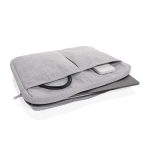 Recycled cotton laptop sleeve with front pockets, 15.6” grey colour