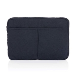 Recycled cotton laptop sleeve with front pockets, 15.6” navy-blue colour