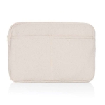 Recycled cotton laptop sleeve with front pockets, 15.6” off white colour