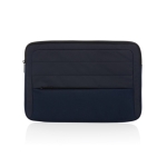 RPET laptop sleeve with seams and front pocket, 15.6” navy-blue colour