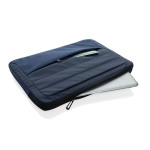 RPET laptop sleeve with seams and front pocket, 15.6” navy-blue colour