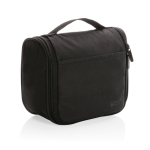 RPET travel toiletry bag with mesh pockets and compartment black colour