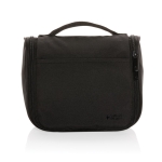 RPET travel toiletry bag with mesh pockets and compartment black colour