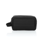 Elongated RPET toiletry bag with two pockets and handle black colour second view