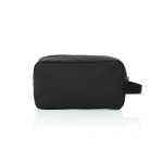 Elongated RPET toiletry bag with two pockets and handle black colour third view