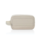 Elongated RPET toiletry bag with two pockets and handle beige colour second view