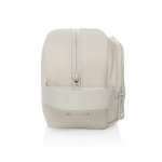 Elongated RPET toiletry bag with two pockets and handle beige colour fourth view