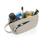 Elongated RPET toiletry bag with two pockets and handle beige colour sixth view