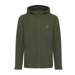 Branded men’s softshell jacket, casual fit, 300 g/m² khaki colour view with logo