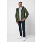 Branded men’s softshell jacket, casual fit, 300 g/m² khaki colour model view