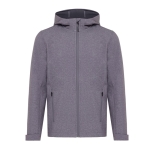 Branded men’s softshell jacket, casual fit, 300 g/m² marbled grey colour