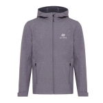 Branded men’s softshell jacket, casual fit, 300 g/m² marbled grey colour view with logo