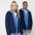 Branded men’s softshell jacket, casual fit, 300 g/m² navy-blue colour