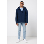 Branded men’s softshell jacket, casual fit, 300 g/m² navy-blue colour model view