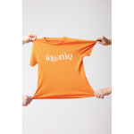 Kids’ T-shirt in recycled cotton, casual fit, 160 g/m² orange colour second view with logo