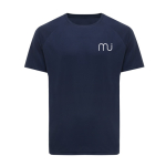 Casual-fit technical T-shirt in recycled polyester, 150 g/m² navy-blue colour view with logo