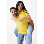 Unisex slim-fit T-shirt in recycled cotton, 160 g/m² yellow colour model view