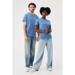Unisex slim-fit T-shirt in recycled cotton, 160 g/m² washed blue colour