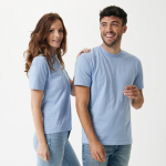 Unisex slim-fit T-shirt in recycled cotton, 160 g/m² cyan blue colour