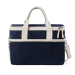 Recycled cotton cooler bag with shoulder strap and handles navy-blue colour