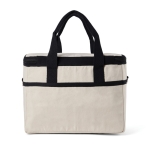 Recycled cotton cooler bag with shoulder strap and handles off white colour