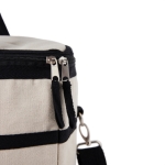 Recycled cotton cooler bag with shoulder strap and handles off white colour