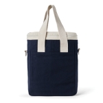 Recycled cotton cooler bag with shoulder strap and handles navy-blue colour