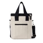 Recycled cotton cooler bag with shoulder strap and handles off white colour