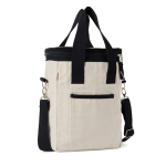 Recycled cotton cooler bag with shoulder strap and handles off white colour third view