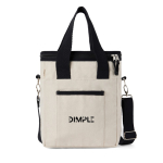 Recycled cotton cooler bag with shoulder strap and handles off white colour view with logo